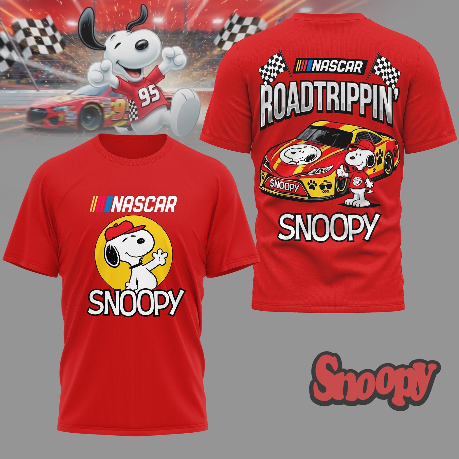 Snoopy Nascar Shirt, 3D Shirt, Cartoon Apparel Snoopy Nascar Shirt, 3D Shirt, Cartoon Apparel
