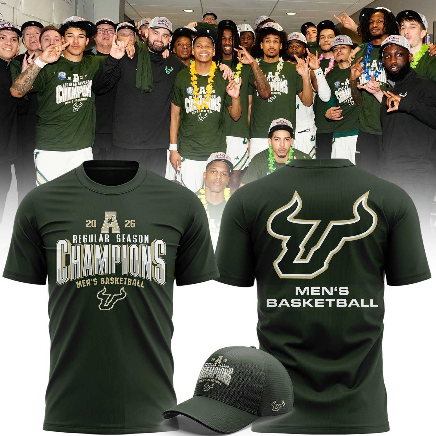 South Florida Bulls Men's Basketball Regular Season Champions T-shirt South Florida Bulls Men's Basketball Regular Season Champions T-shirt
