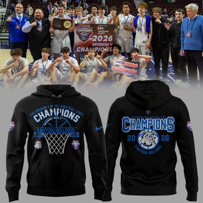 Stafford Bulldogs 2026 Ciac Division Boys Basketball State Champions Hoodie Set - Image 4