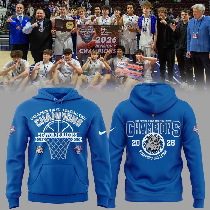 Stafford Bulldogs 2026 Ciac Division Boys Basketball State Champions Hoodie Set - Image 7