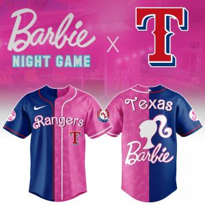 Texas Rangers Barbie 2026 Special Edition Baseball Jersey by Drovenwear.com