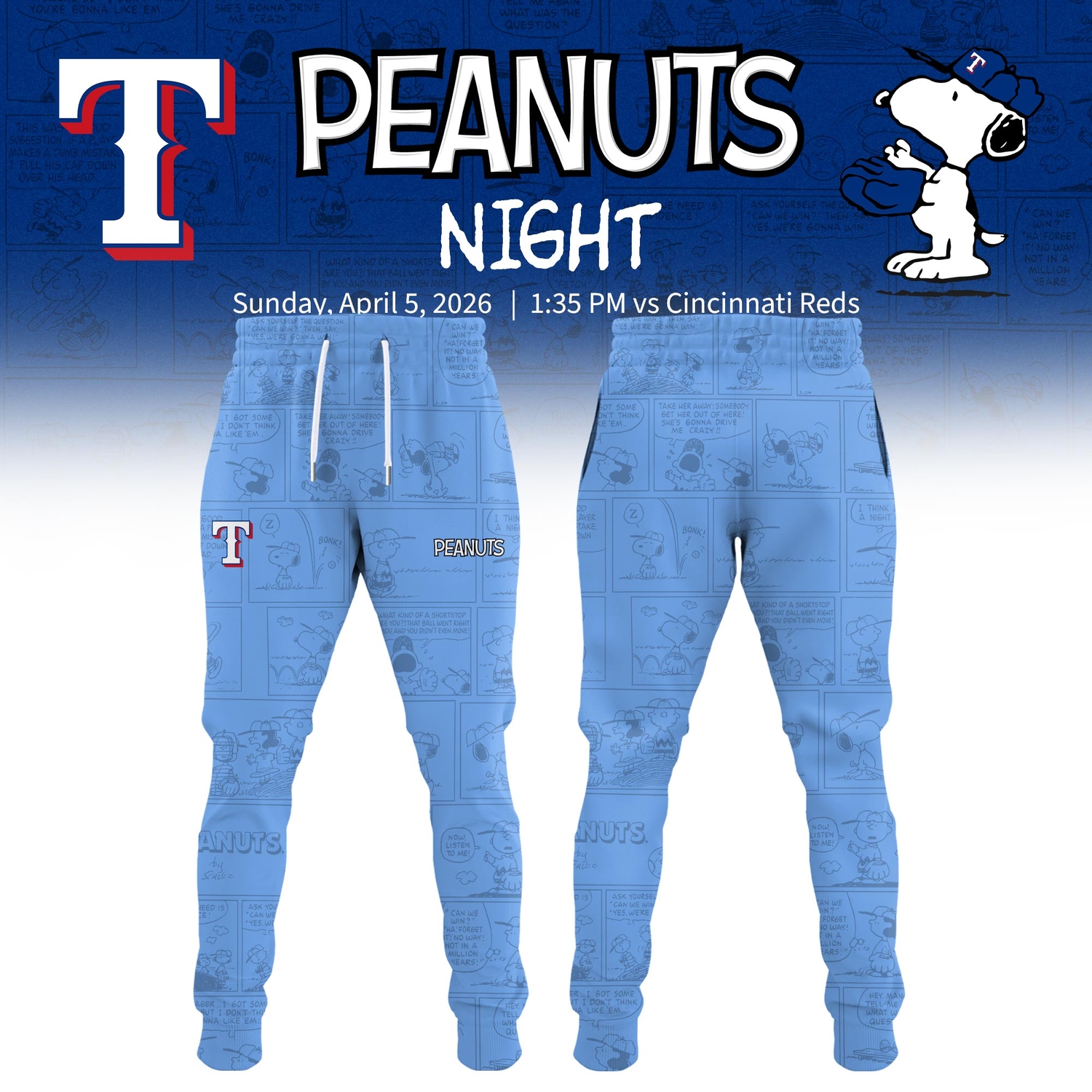 Texas Rangers Peanuts Night 2026 Special Edition Jersey Texas Rangers Peanuts Night 2026 Special Edition Jersey