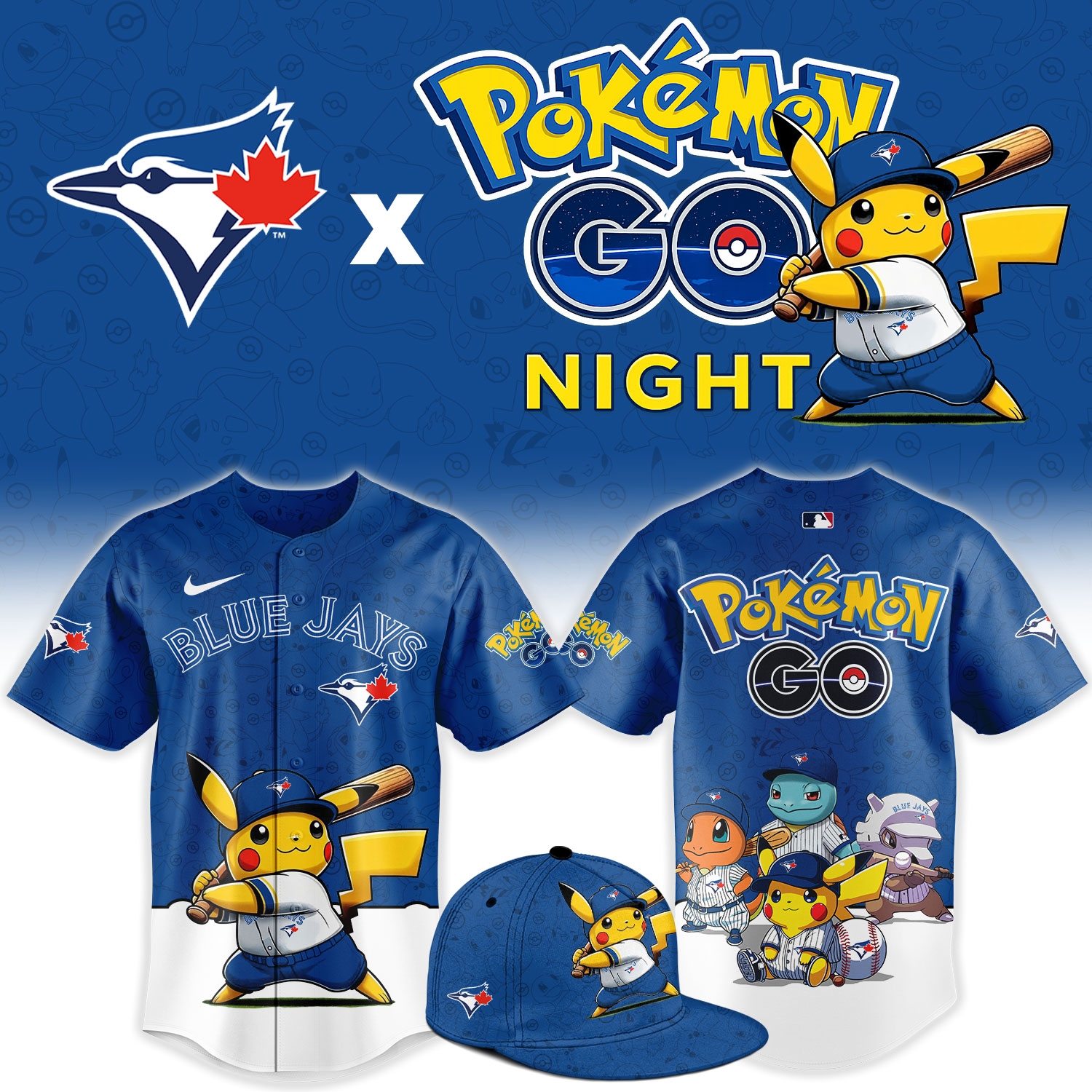 Toronto Blue Jays Pokémon GO Night Limited Edition Baseball Jersey Toronto Blue Jays Pokémon GO Night Limited Edition Baseball Jersey