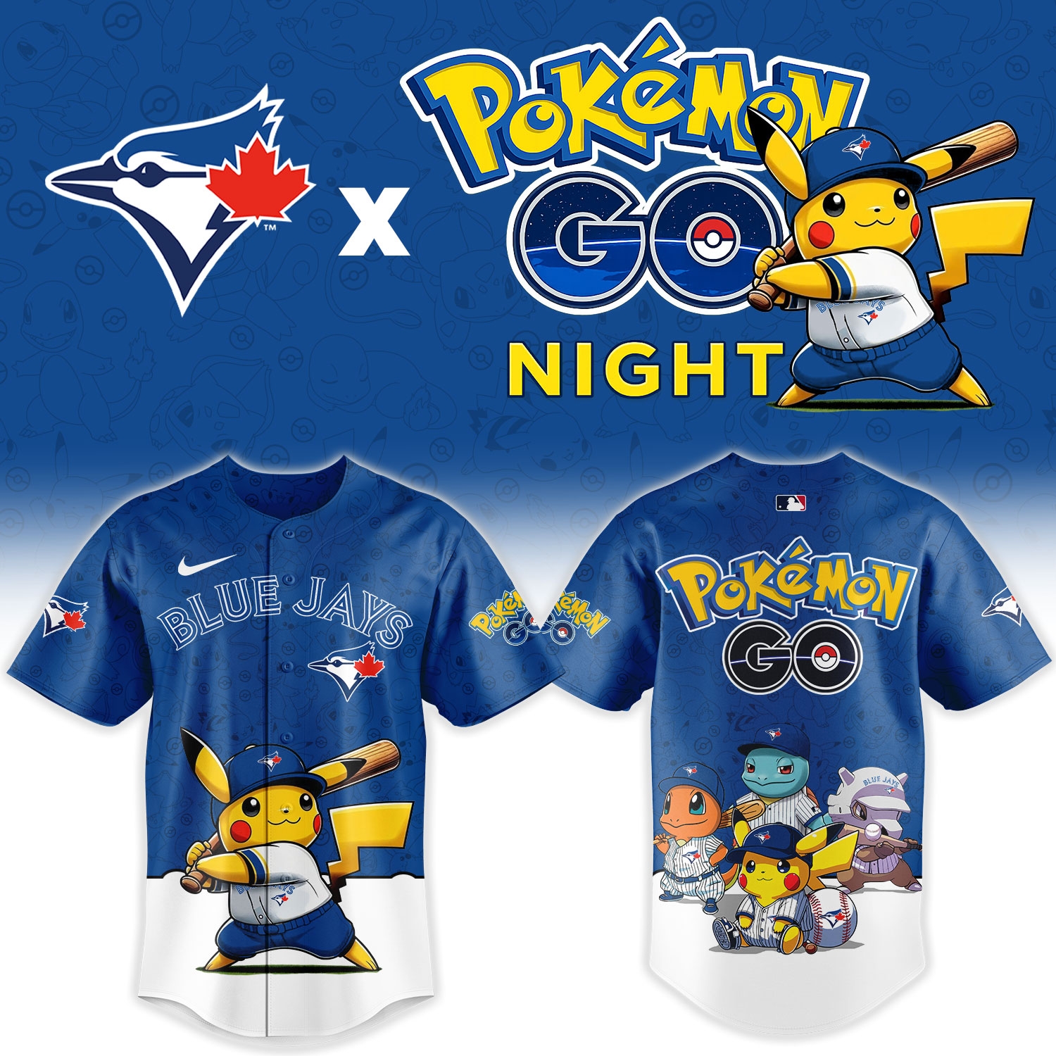 Toronto Blue Jays Pokémon GO Night Limited Edition Baseball Jersey Toronto Blue Jays Pokémon GO Night Limited Edition Baseball Jersey