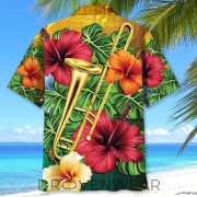 Trombone Hibiscus Floral Tropical Hawaiian Shirt - Image 4