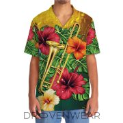Trombone Hibiscus Floral Tropical Hawaiian Shirt - Image 5