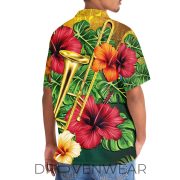 Trombone Hibiscus Floral Tropical Hawaiian Shirt - Image 6
