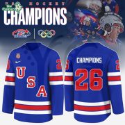 USA Olympic Hockey Team Milano Cortina 2026 Championship Blue Jersey