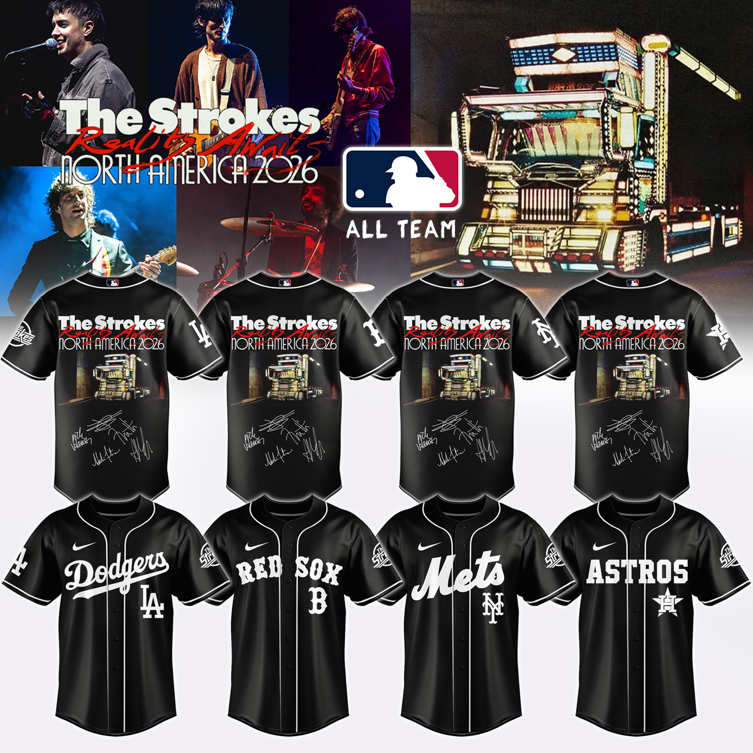 MLB All Teams X The Strokes ”Reality Awaits North America 2026” Limited Edition Signature - Jersey 1 MLB All Teams X The Strokes ”Reality Awaits North America 2026” Limited Edition Signature - Jersey 1