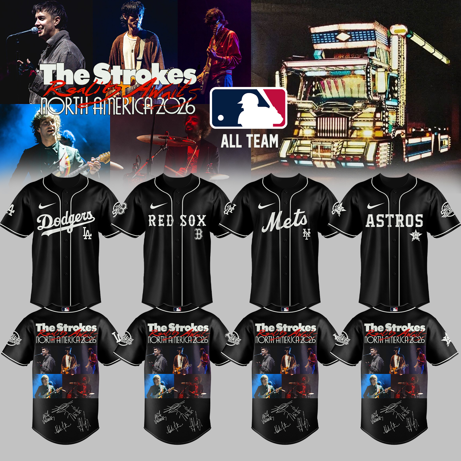 MLB All Teams X The Strokes ”Reality Awaits North America 2026” Limited Edition Signature - Jersey 2 MLB All Teams X The Strokes ”Reality Awaits North America 2026” Limited Edition Signature - Jersey 2