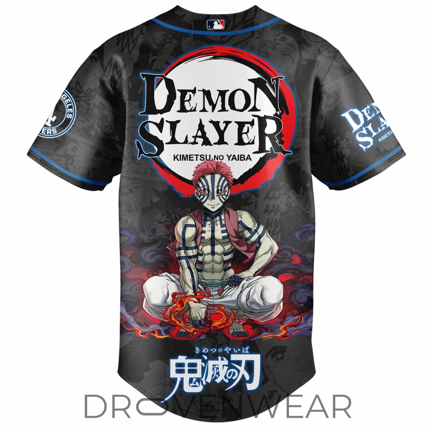Akaza Demon Slayer Los Angeles Anime Baseball Jersey Akaza Demon Slayer Los Angeles Anime Baseball Jersey
