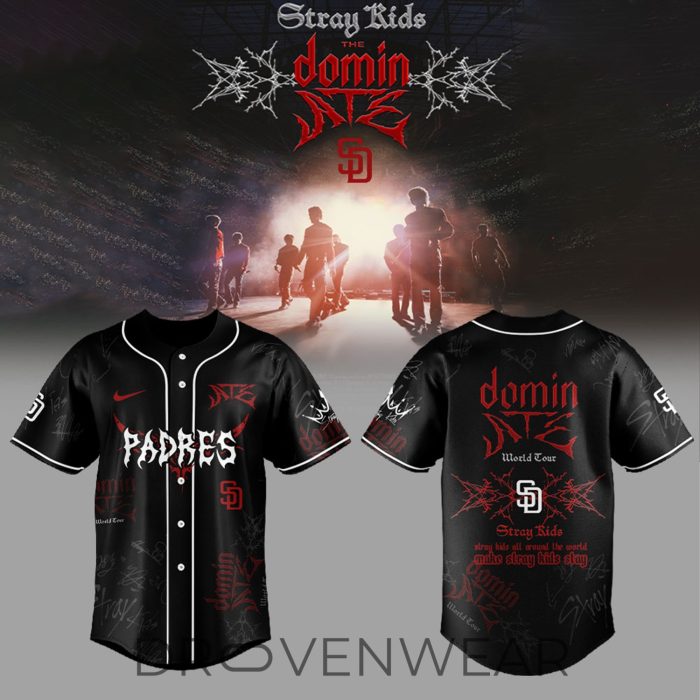 All Team MLB Stray Kids Dominate World Tour New Black Jersey - Image 11
