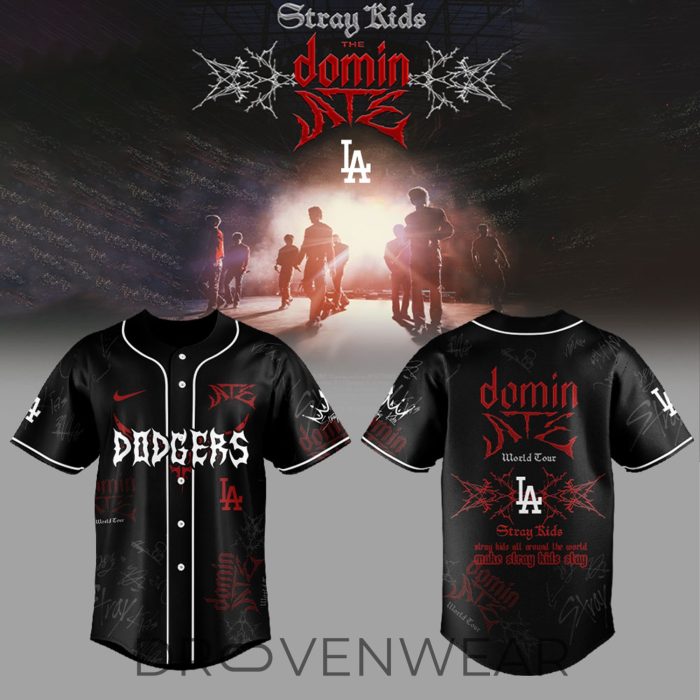 All Team MLB Stray Kids Dominate World Tour New Black Jersey - Image 5