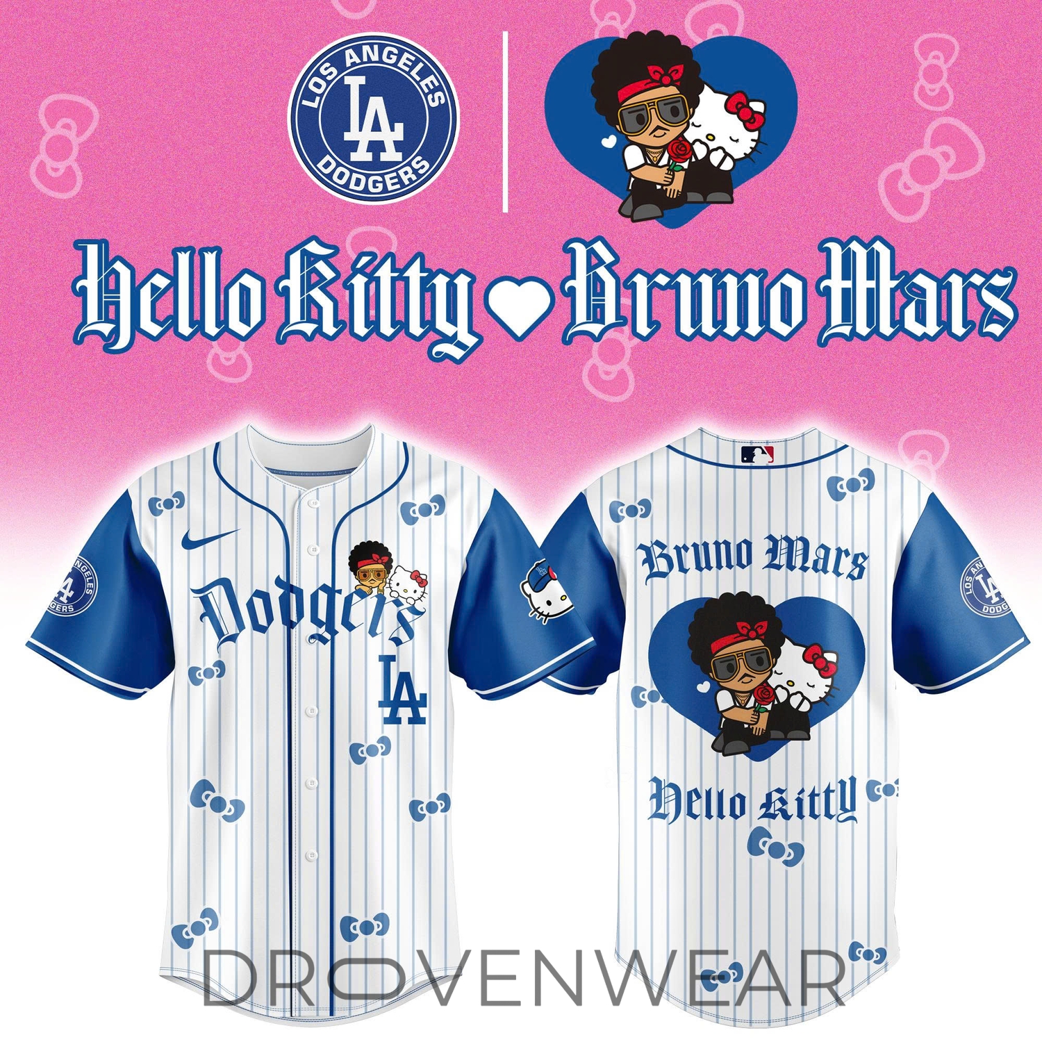 All Teams Baseball Jersey x BRUNO MARS x HELLO KITTY Blue Jersey Limited Edition All Teams Baseball Jersey x BRUNO MARS x HELLO KITTY Blue Jersey Limited Edition
