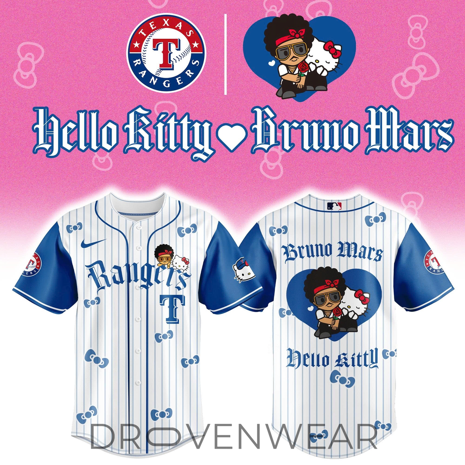 All Teams Baseball Jersey x BRUNO MARS x HELLO KITTY Blue Jersey Limited Edition All Teams Baseball Jersey x BRUNO MARS x HELLO KITTY Blue Jersey Limited Edition