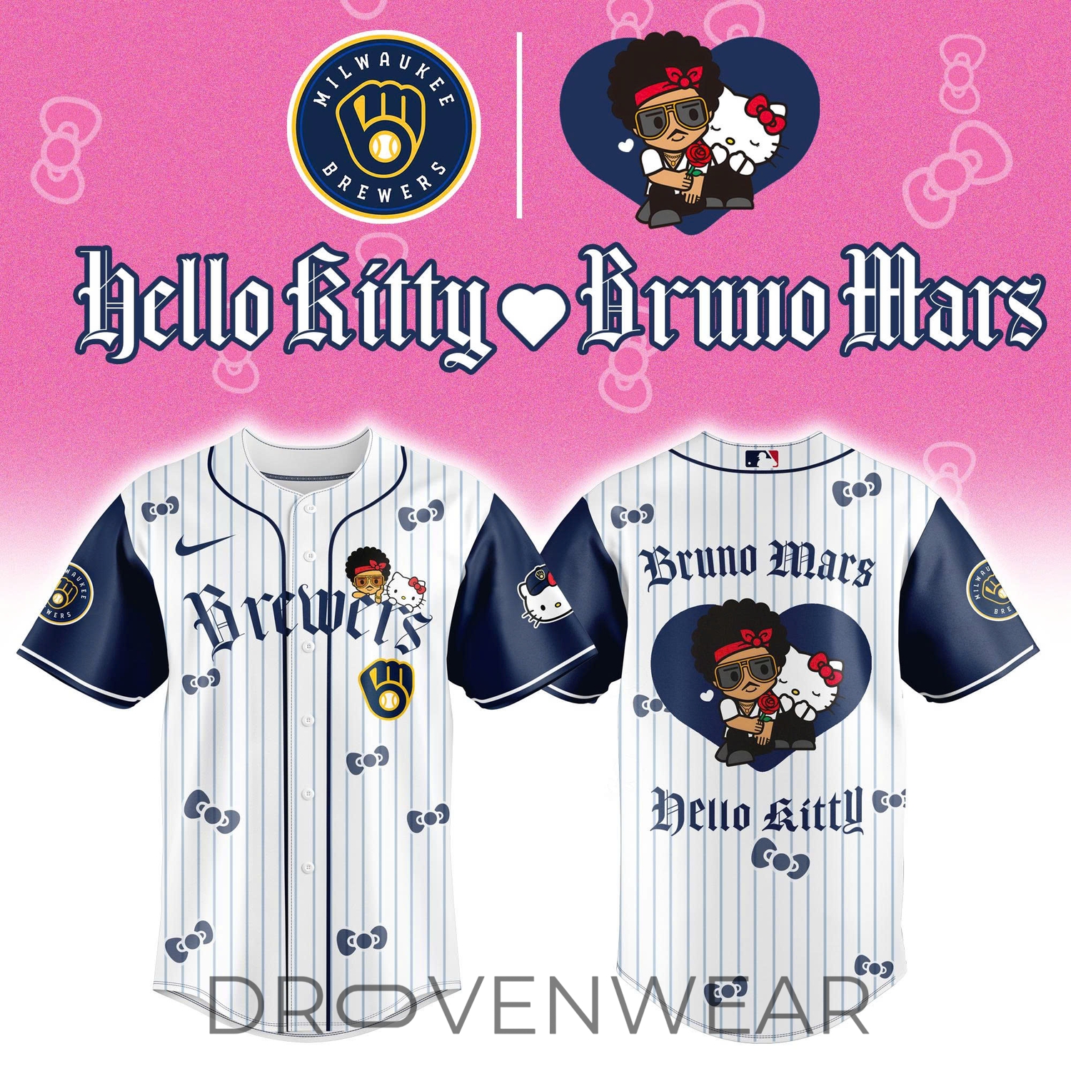 All Teams Baseball Jersey x BRUNO MARS x HELLO KITTY Blue Jersey Limited Edition All Teams Baseball Jersey x BRUNO MARS x HELLO KITTY Blue Jersey Limited Edition