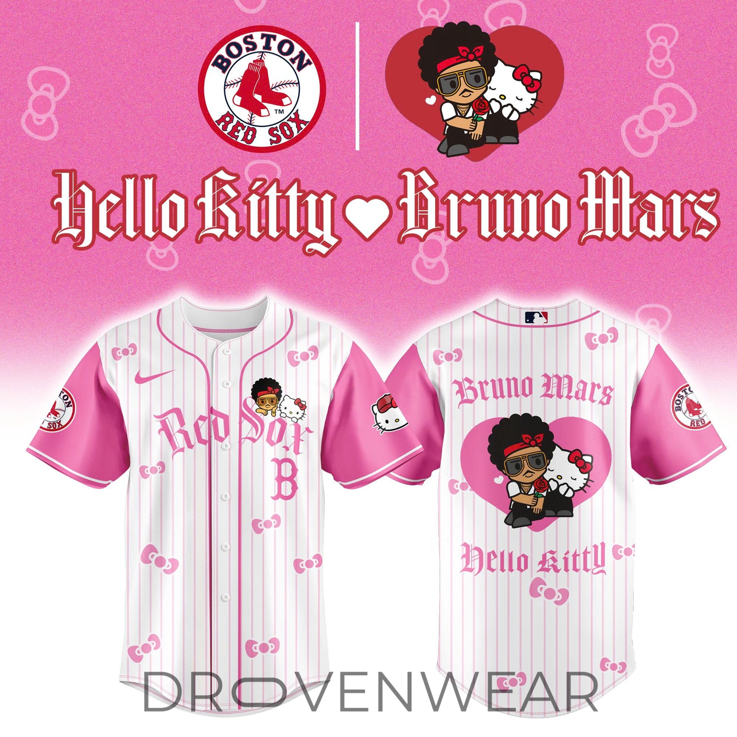 All Teams Baseball Jersey x BRUNO MARS x HELLO KITTY Pink Jersey Limited Edition All Teams Baseball Jersey x BRUNO MARS x HELLO KITTY Pink Jersey Limited Edition