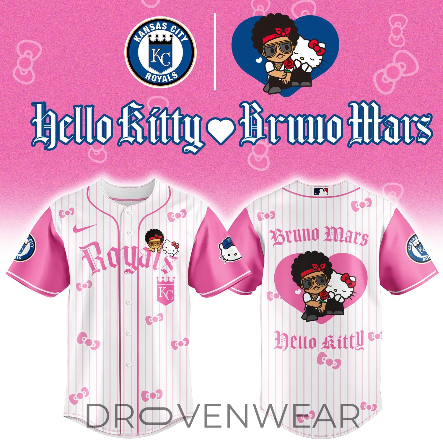 All Teams Baseball Jersey x BRUNO MARS x HELLO KITTY Pink Jersey Limited Edition All Teams Baseball Jersey x BRUNO MARS x HELLO KITTY Pink Jersey Limited Edition