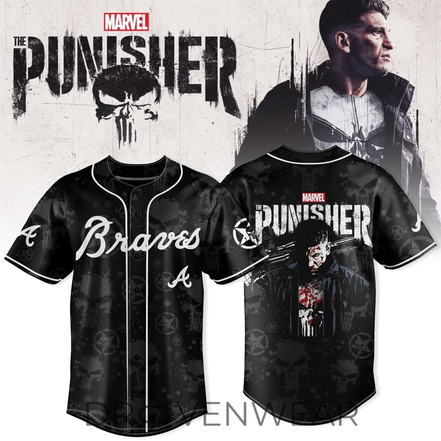 Atlanta Braves x Marvel x The Punisher Jersey – Dark, Bold & Unstoppable Style Atlanta Braves x Marvel x The Punisher Jersey – Dark, Bold & Unstoppable Style