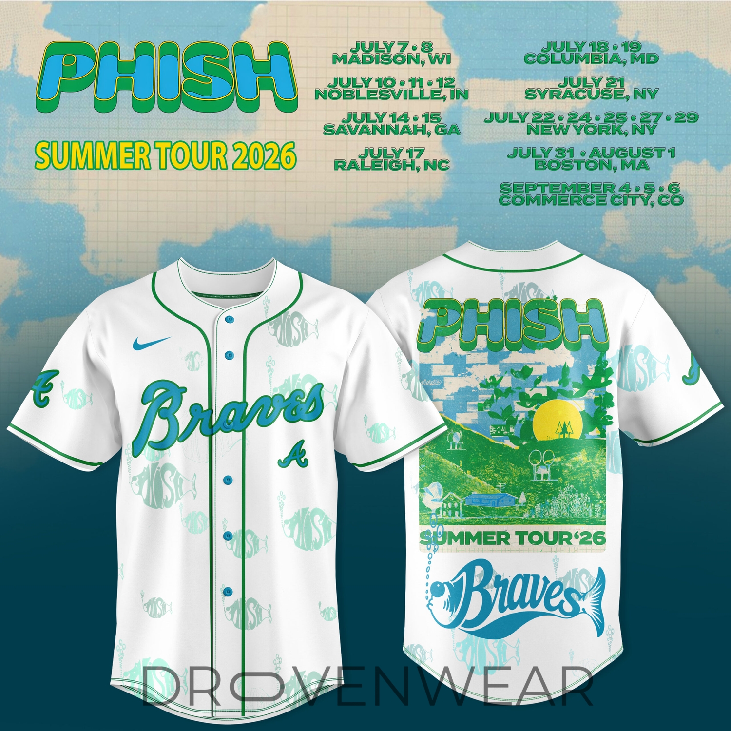 Atlanta Braves x Phish Summer Tour 2026 MLB Crossover Baseball Jersey Atlanta Braves x Phish Summer Tour 2026 MLB Crossover Baseball Jersey