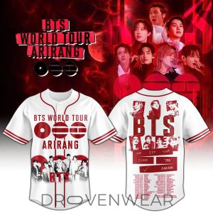 BTS Arirang 2026 World Tour Kpop Baseball Jersey by Drovenwear.com