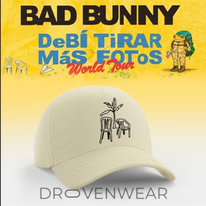 Bad Bunny DeB TiRAR MS FOToS World Tour 3D Cap White by Drovenwear.com