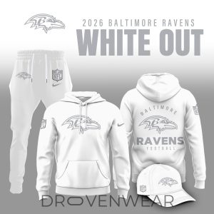 Baltimore Ravens 2026 White Out Limited Edition Hoodie by Drovenwear.com