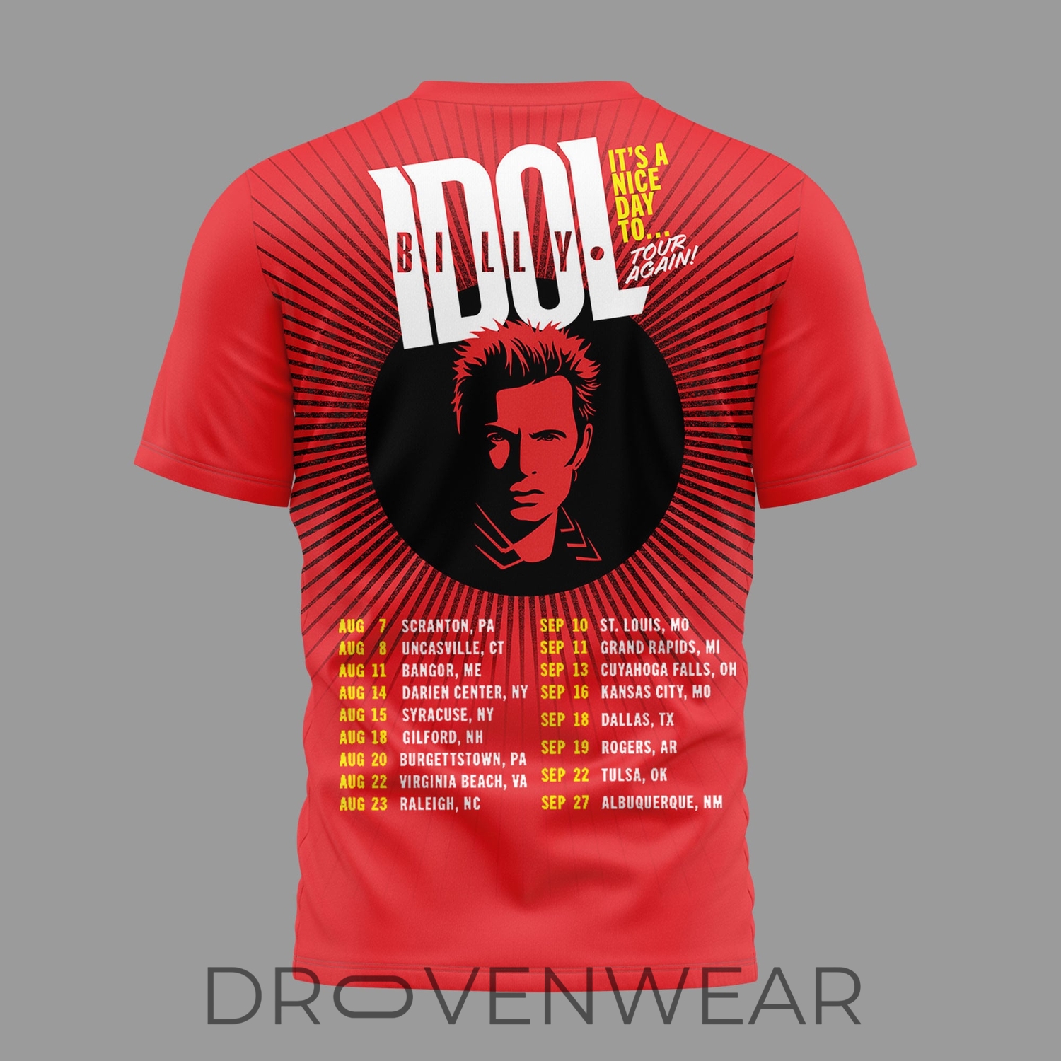 Billy Idol "Should Be Dead" It's A Nice Day To… Tour Again 3D Shirt Billy Idol "Should Be Dead" It's A Nice Day To… Tour Again 3D Shirt