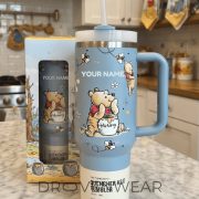 Blue/Pink Pooh 100 Years of Friendship Personalized Tumbler 40OZ