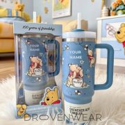 Blue/Pink Pooh 100 Years of Friendship Personalized Tumbler 40OZ - Image 2
