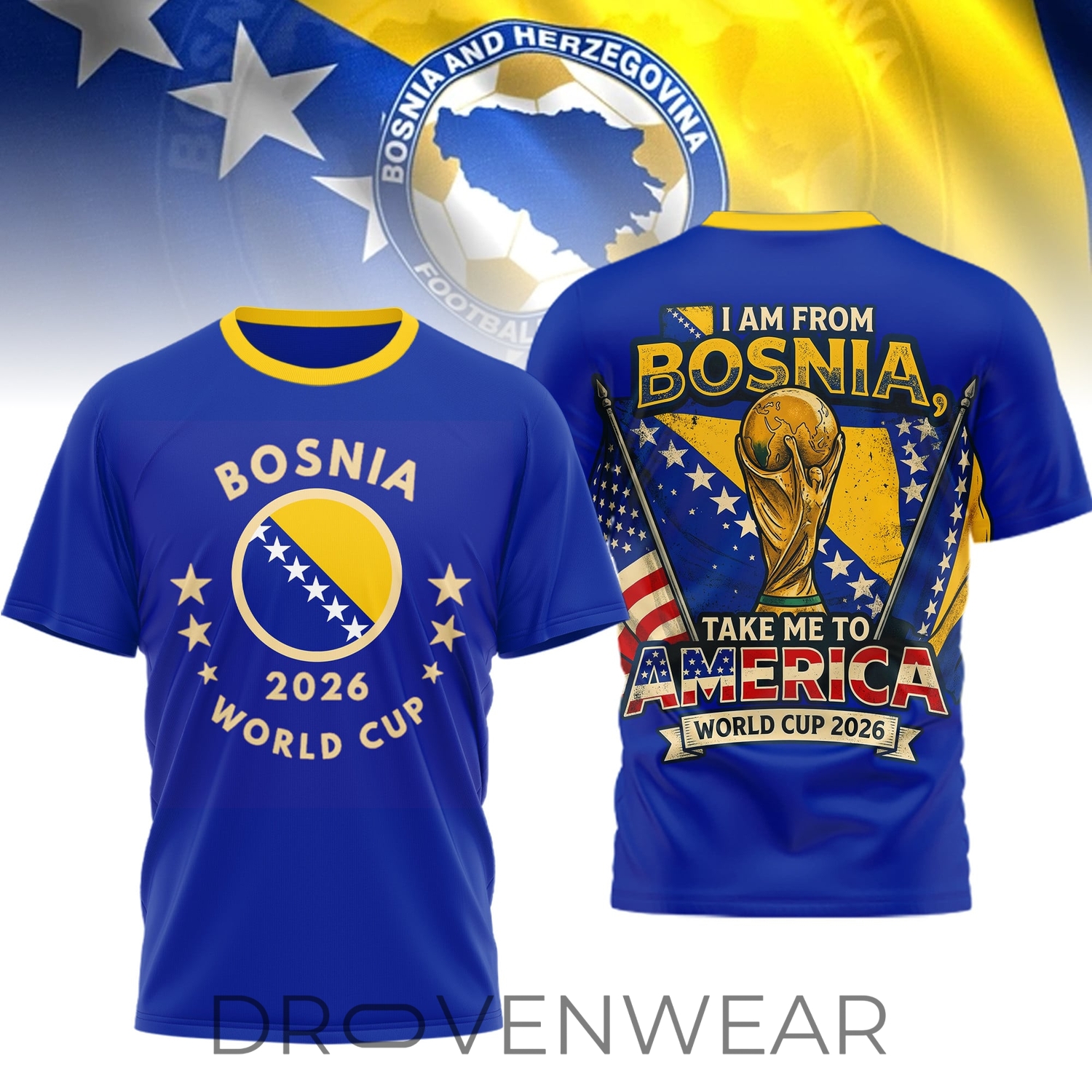 Bosnia Herzegovina 2026 World Cup Supporter Graphic Tee Bosnia Herzegovina 2026 World Cup Supporter Graphic Tee