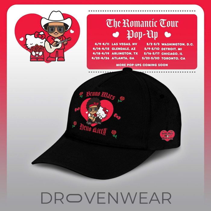 Bruno Mars Hello Kitty Romantic Tour Concert Graphic Tee - Image 3