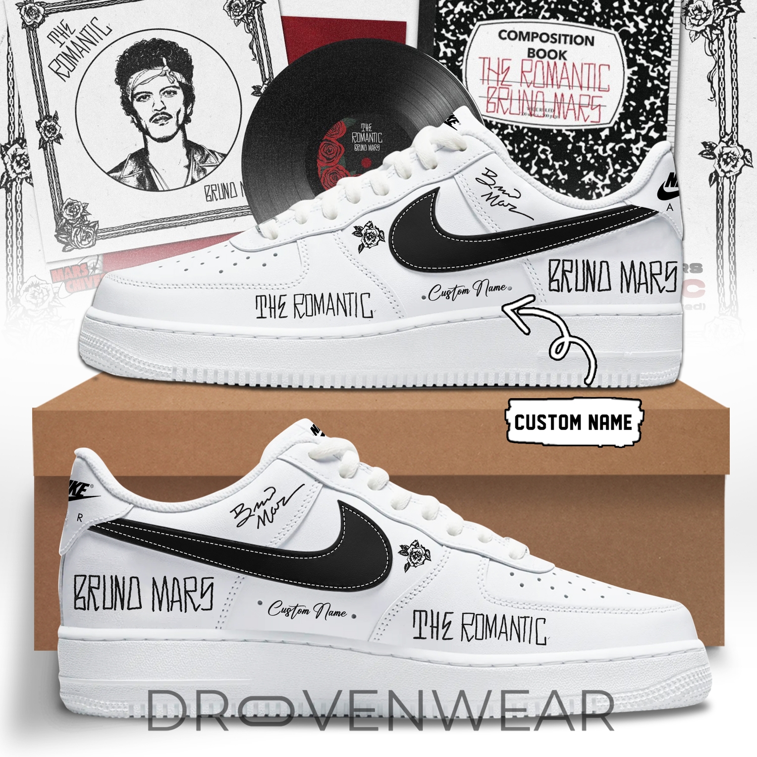 Bruno Mars ”The Romantic Tour” Limited Edition Signature - AF1 Shoes 2 Bruno Mars ”The Romantic Tour” Limited Edition Signature - AF1 Shoes 2