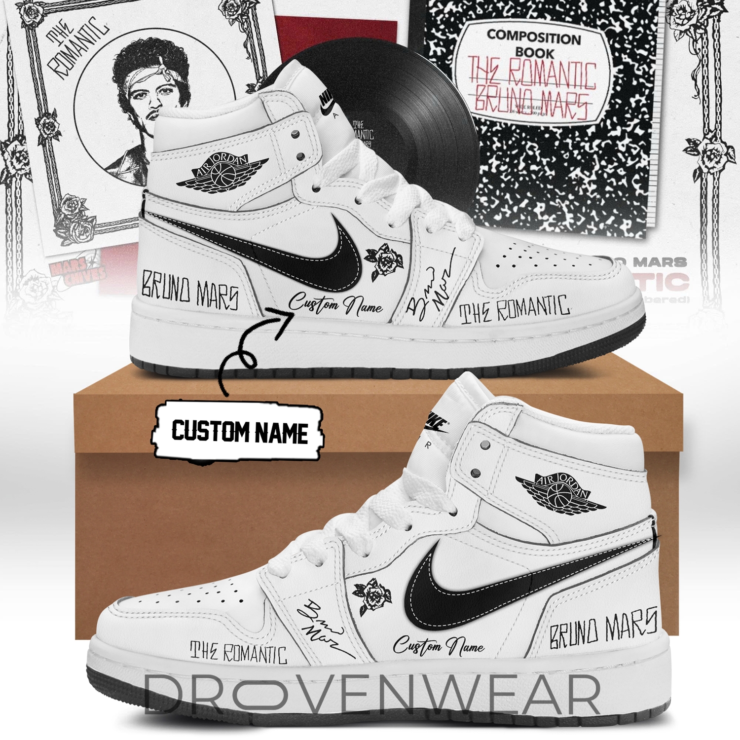 Bruno Mars ”The Romantic Tour” Limited Edition Signature - AJ1 Shoes 2 Bruno Mars ”The Romantic Tour” Limited Edition Signature - AJ1 Shoes 2