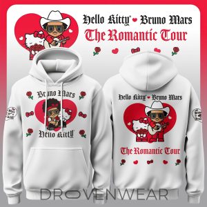 Bruno Mars x Hello kitty The Romantic Tour Red White Hoodie by Drovenwear.com