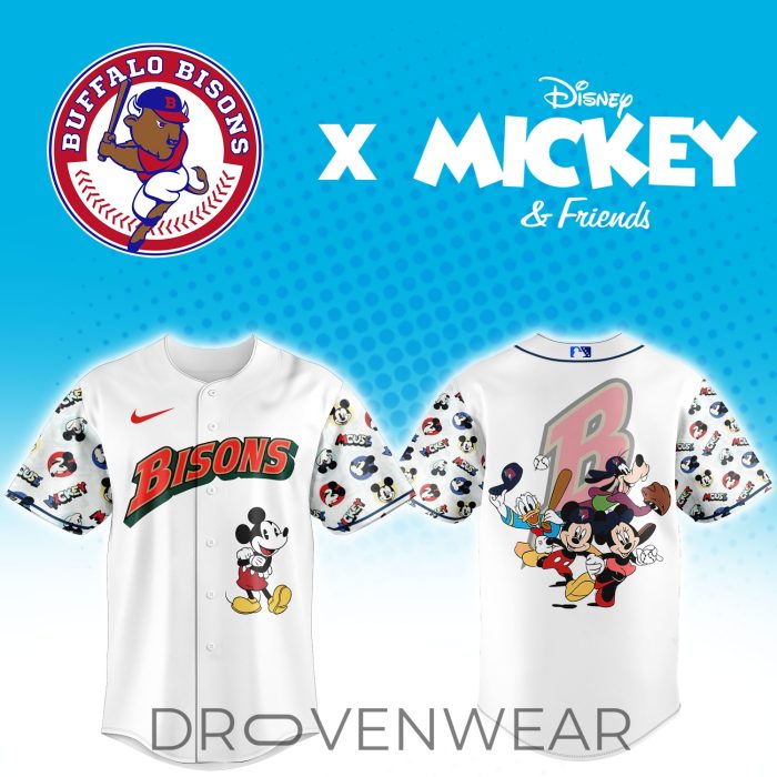 Buffalo Bisons Mickey Mouse Theme Night Baseball Jersey - Image 2