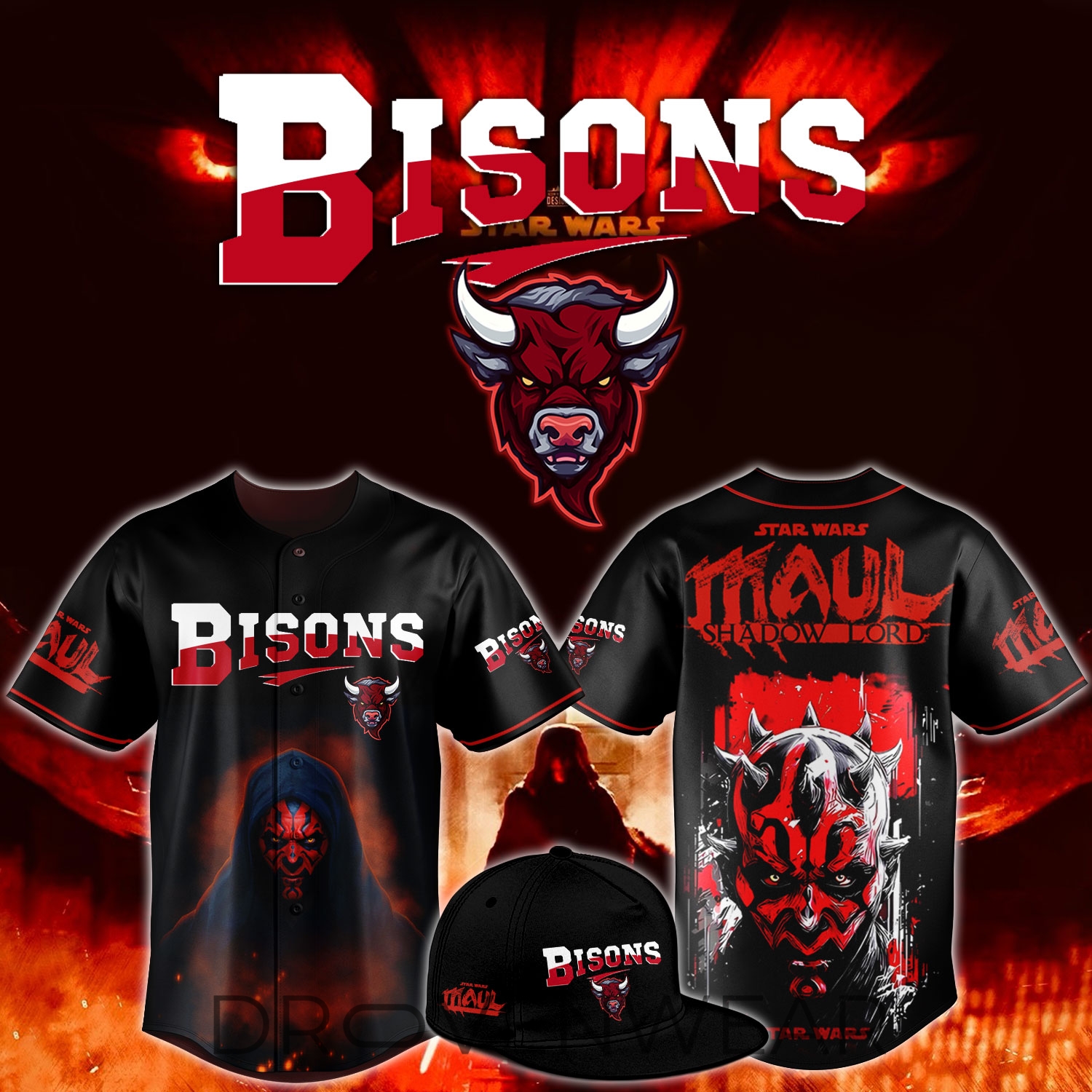 Buffalo Bisons Star Wars Darth Maul Theme Night Baseball Jersey Buffalo Bisons Star Wars Darth Maul Theme Night Baseball Jersey