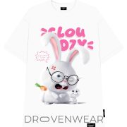 Cloudzy Angry Bunny Graphic Tee - Cute Snowball Cartoon Oversized Black Streetwear T-Shirt - Image 3