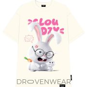 Cloudzy Angry Bunny Graphic Tee - Cute Snowball Cartoon Oversized Black Streetwear T-Shirt - Image 4