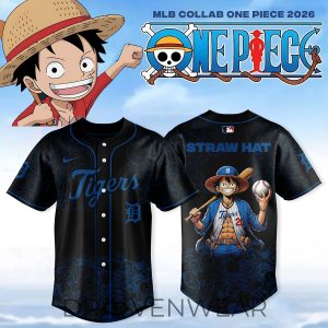 Detroit Tigers x Luffy Straw Hat Jersey Premium Anime Collab by Drovenwear.com