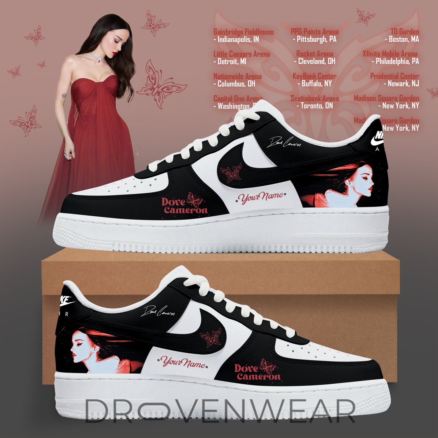 Dove Cameron 2026 Tour Merch The First Time Black AF1 Sneaker Dove Cameron 2026 Tour Merch The First Time Black AF1 Sneaker