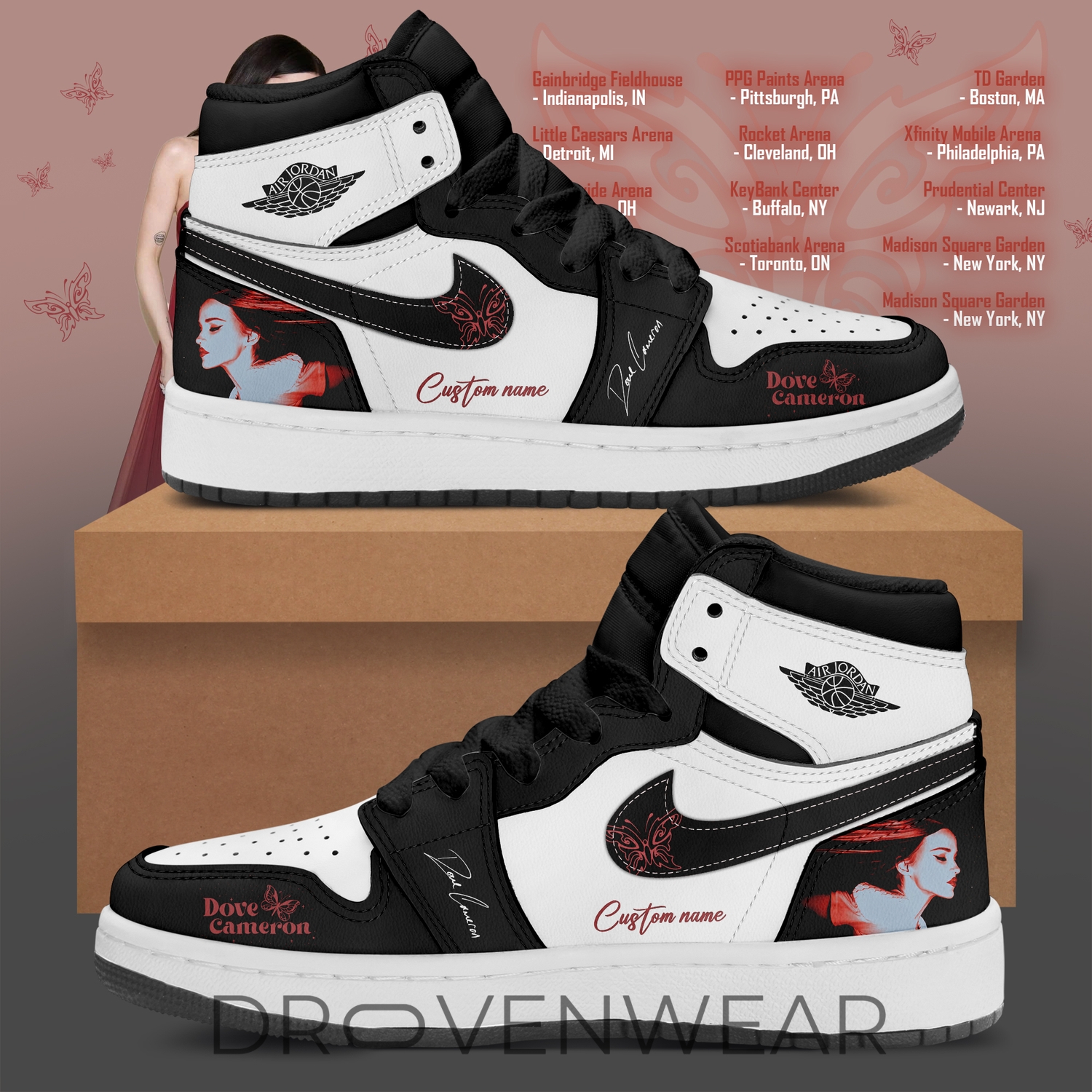 Dove Cameron 2026 Tour Merch The First Time Black AJ1 Sneaker Dove Cameron 2026 Tour Merch The First Time Black AJ1 Sneaker
