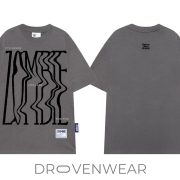 Drovenwear Never Too Late Wavy Typography Graphic T-Shirt – Abstract Motivational Streetwear Tee - Image 3