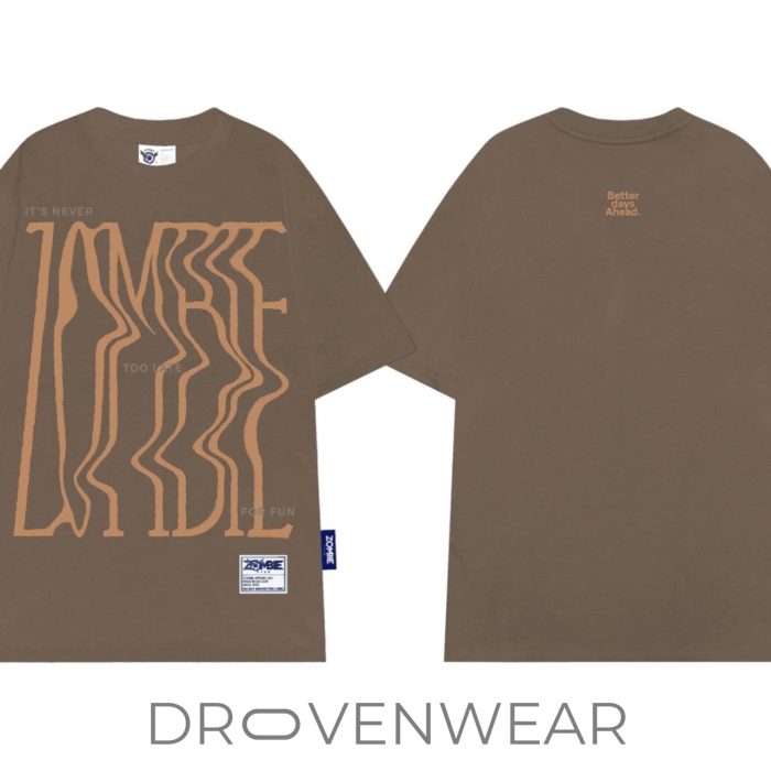 Drovenwear Never Too Late Wavy Typography Graphic T-Shirt – Abstract Motivational Streetwear Tee - Image 5