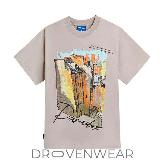 Drovenwear Paradox Urban Sketch Graphic T-Shirt – Vintage Architecture Streetwear Tee - Image 2