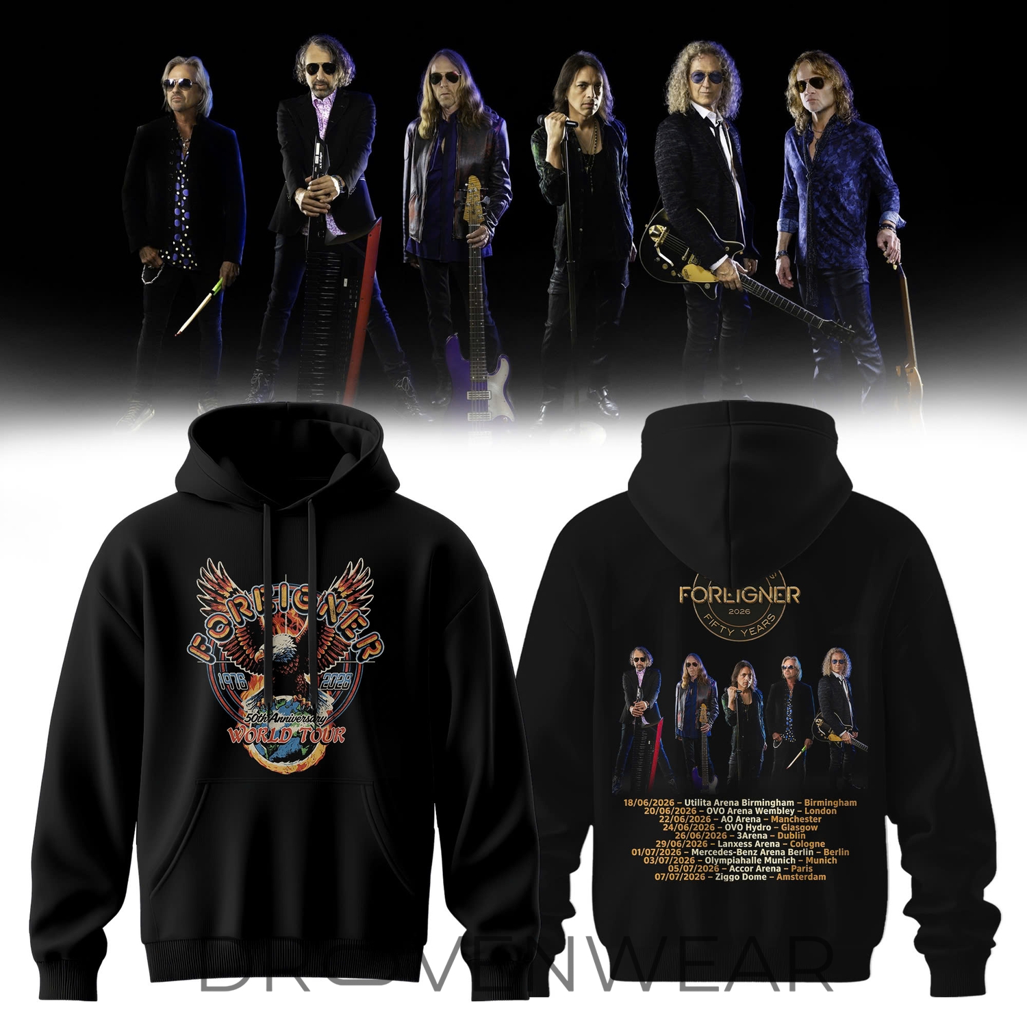 Foreigner - 50th Anniversary World Tour 2026 Hoodie Foreigner - 50th Anniversary World Tour 2026 Hoodie
