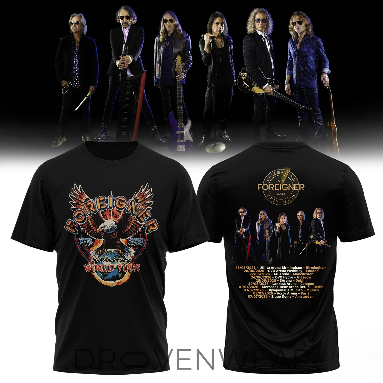 Foreigner - 50th Anniversary World Tour 2026 Tshirt Foreigner - 50th Anniversary World Tour 2026 Tshirt