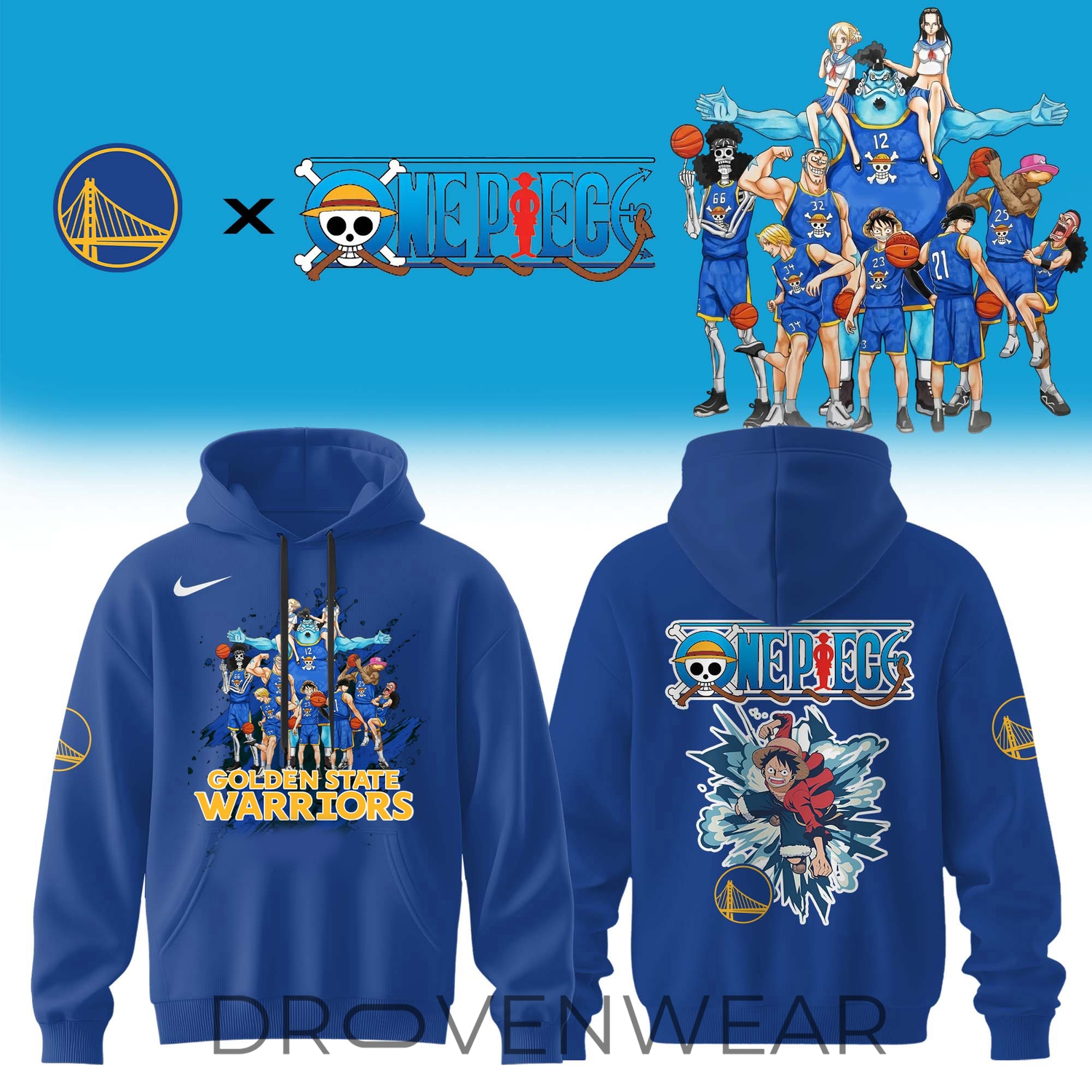 Golden State Warriors x One Piece Hoodie - Speed, Power, and Anime Energy Ver2 Golden State Warriors x One Piece Hoodie - Speed, Power, and Anime Energy Ver2
