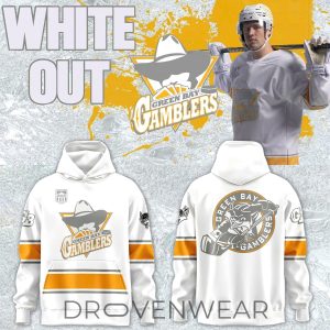 Green Bay Gamblers 2026 Throwback White Out Hoodie by Drovenwear.com