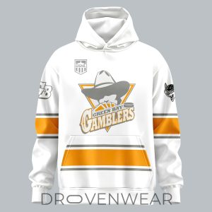 Green Bay Gamblers 2026 Throwback White Out Hoodie by Drovenwear.com